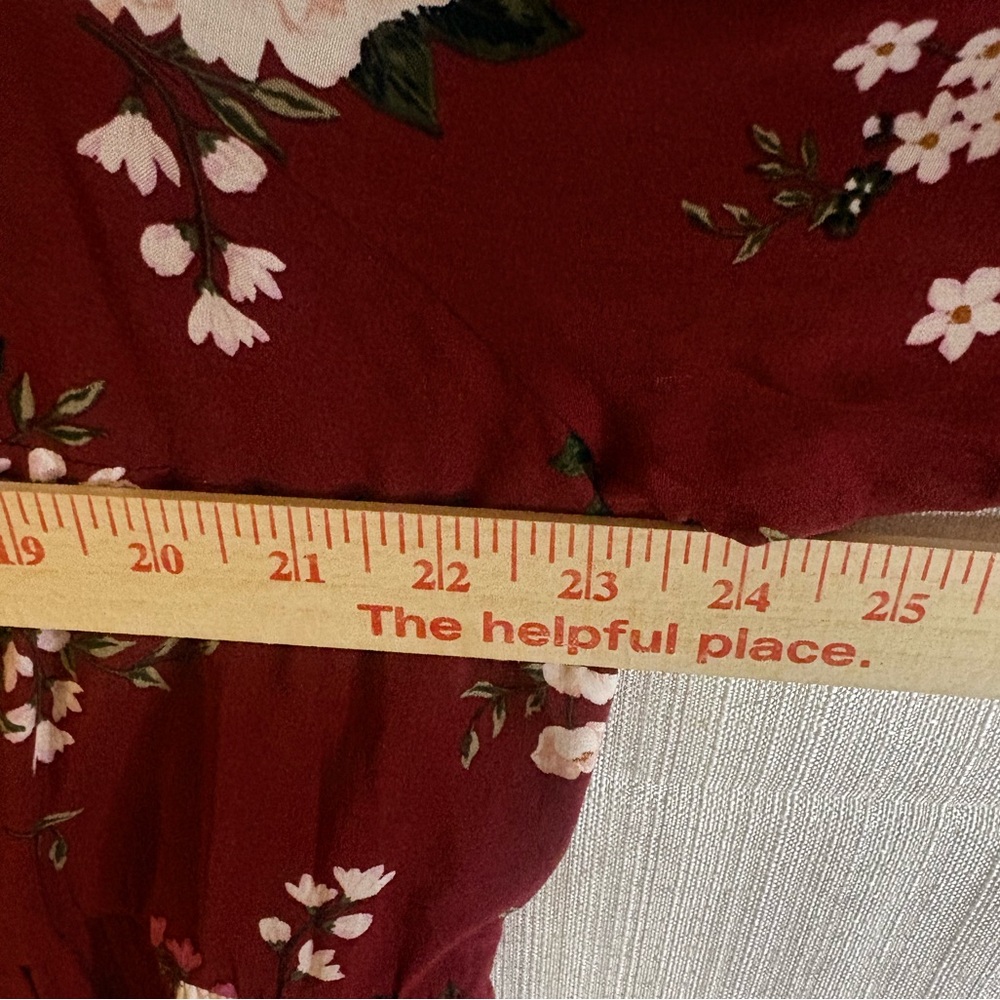 Torrid Emma Challis Floral Babydoll Blouse Size 2 Red Wine Button Front Top NWOT - Picture 11 of 14